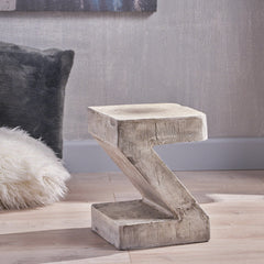 Solid Wood Z-Shape Side Table - Side Tables