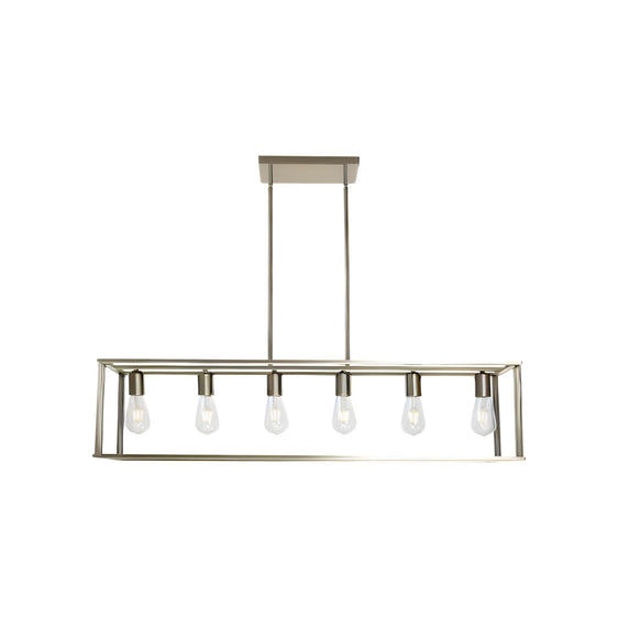 Solitude 6-Light Rectangle Chandelier with Metal Cage - Chandelier