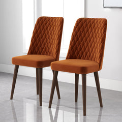 Splendor Velvet Dining Chair with Solid Wood Legs, Set of 2 - Dining Chairs