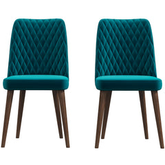 Splendor Velvet Dining Chair with Solid Wood Legs, Set of 2 - Dining Chairs