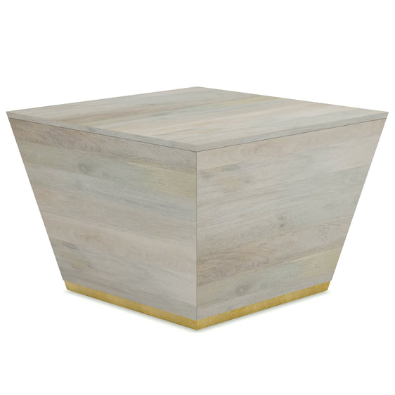 Square Coffee Table with Brass Accent Trim Base - Coffee Tables