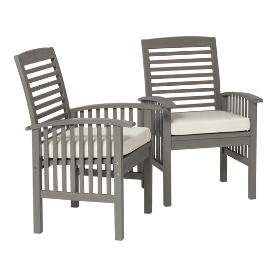Starlit Slat-Back Patio Chair with Cushions, Set of 2 - Outdoor Patio Chair