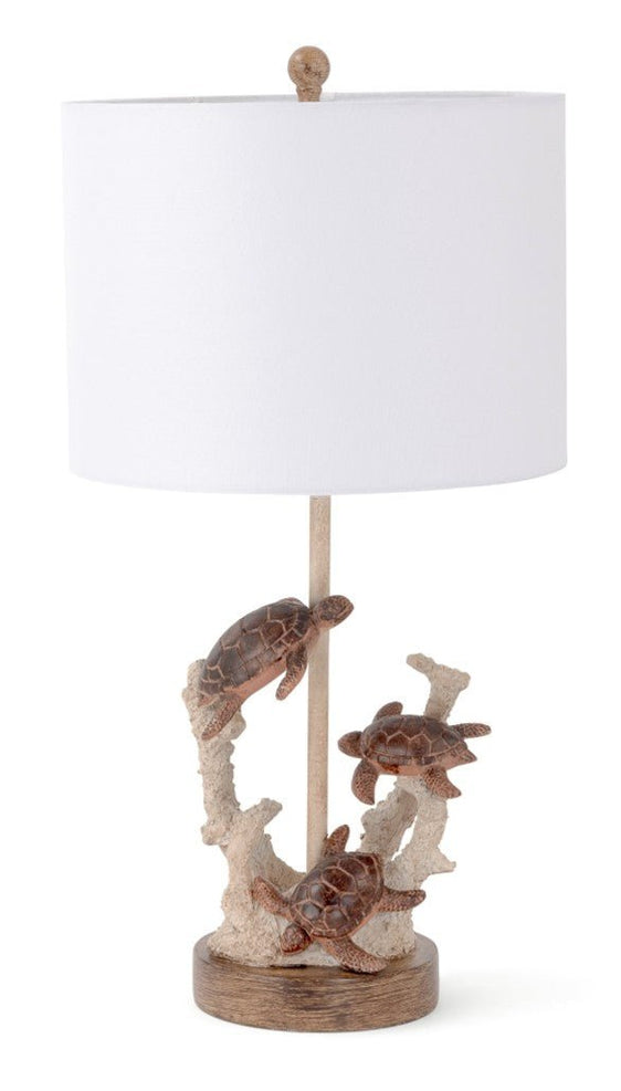 Turtles Coral Lamp 27" Polyresin, (Set of 2) - Table Lamps