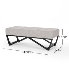 Upholstered Bench with Button Tufted and Bentwood Leg - Benches