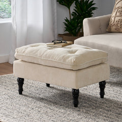 Upholstered Bench with Button Tufted Diamond Stitch and Iron Frame - Benches