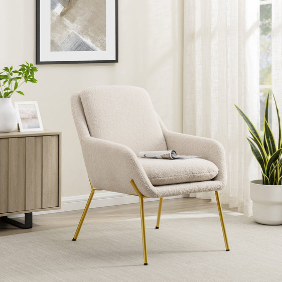 Upholstered Boucle Minimalist Accent Chair - Accent Chairs
