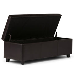 Upholstered Faux Leather Storage Ottoman - Ottomans