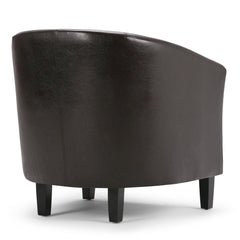 Upholstered Faux Leather Tub Chair with Curved Back and Removable Seat Cushion - Accent Chairs