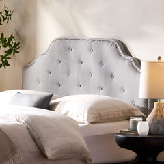 Upholstered Headboard with Diamond Tufted and Nail Head Trim, Queen and Full Size - Beds