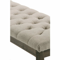 Upholstered Linen-look Fabric Ottoman with Tufting Detail - Ottomans