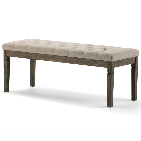 Upholstered Linen-look Fabric Ottoman with Tufting Detail - Ottomans