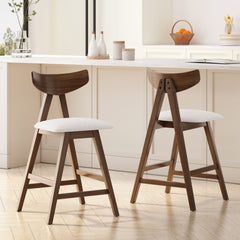 Utopia Counter Stool with Iconic Splayed Legs and Stunning Wood Frame, Set of 2 - Counter Stool