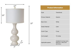 Warley 34" White Ceramic Table Lamp, (Set of 2) - Table Lamps