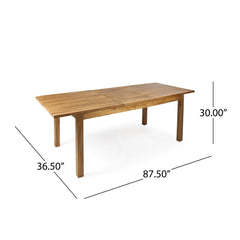 Wooden Dining Table with Adjustable Top Table and Slat Design - Dining Tables