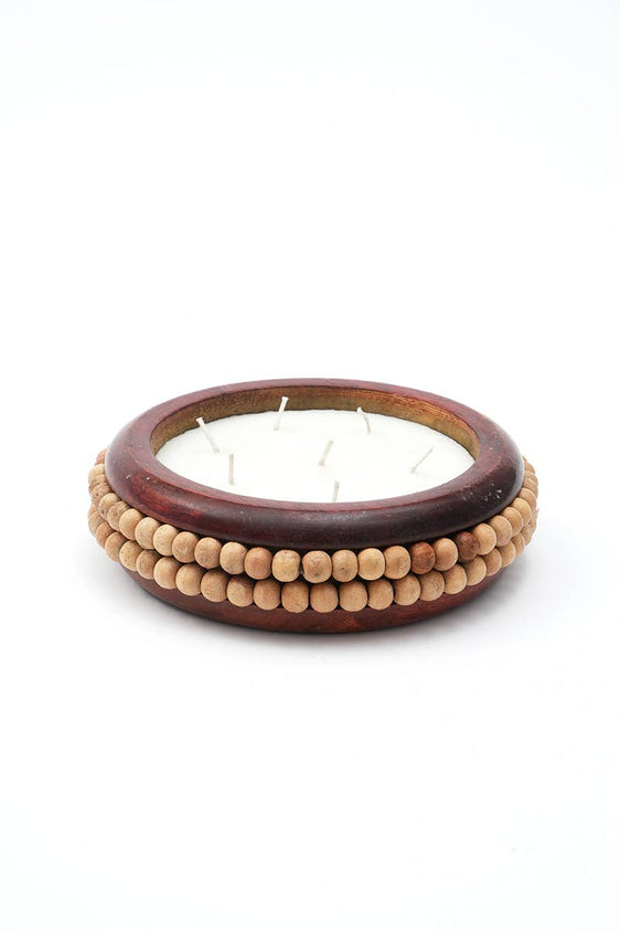 18oz. Wooden Candle with Beads - Candles