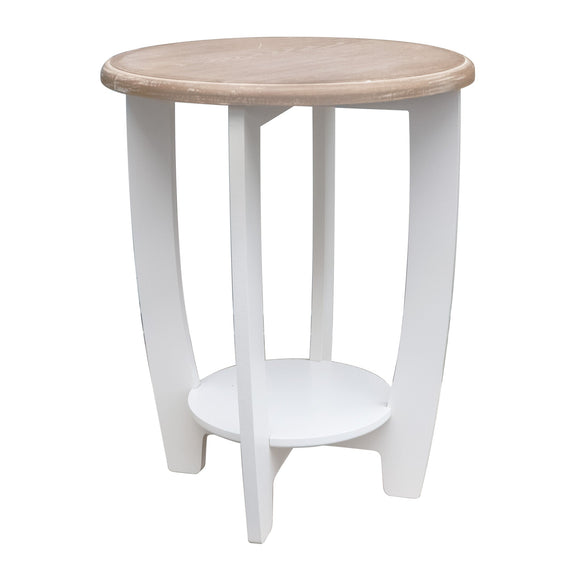 2 Tiers Wooden Round Side Table, Farmhouse End Table - End Tables
