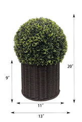 20" Ball Topiary Faux Plant in Woven Pot - Outdoor Decor