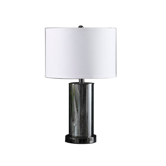 21.25" In Cynx Led Night Light Mid-Century Glass Black Chrome Table Lamp - Pier 1