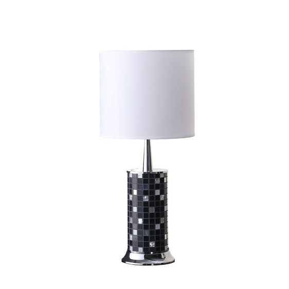24" Jon Chrome Bohemian Black Glass Mosaic Modern Pillar Table Lamp - Pier 1