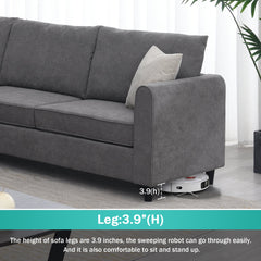 3 Piece L Shaped Sectional Sofa with 3 Pillows, Gray - Pier 1