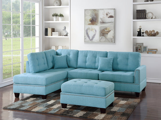 3 Piece Sectional Sofa Set with Reversible Chaise And Ottoman - Pier 1