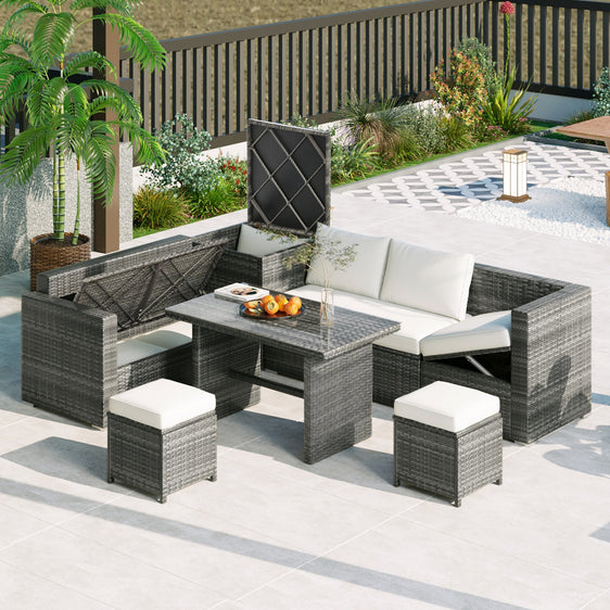 6-Piece-Outdoor-Sectional-Sofa-Set-with-Adjustable-Seat,-Storage-Box-and-Removable-Covers-Outdoor-Seating