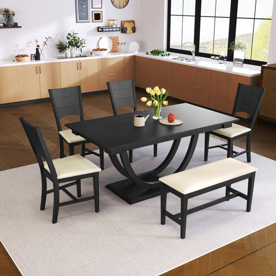 6-Piece-Wood-Half-Round-Dining-Table-Set-with-Long-Bench-and-4-Dining-Chairs-Dining-Set