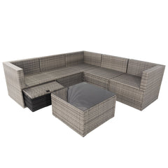 6 Pieces PE Rattan Outdoor Sectional Set with 3 Storage Under Seat and Cushion - Pier 1
