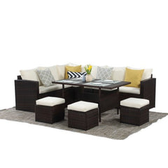 7-Pieces Outdoor Dining Sectional Sofa Set - Pier 1