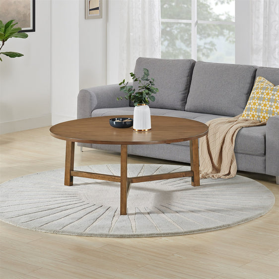 Alaterre Furniture Newbury 44in Round Solid Wood Coffee Table, Pecan Finish - Pier 1