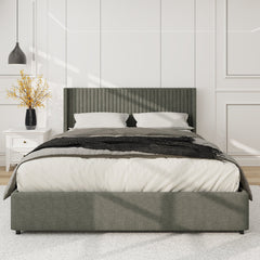 Anna Full Size Gray Velvet Upholstered Wingback Platform Bed - Pier 1