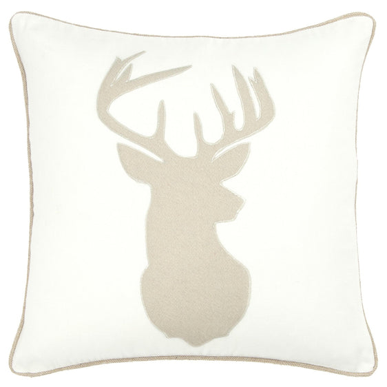 Appliqued Cotton Deer Head Decorative Throw Pillow - Pier 1
