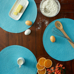 Aqua-Round-PP-Woven-Placemats,-Set-of-6-Placemats