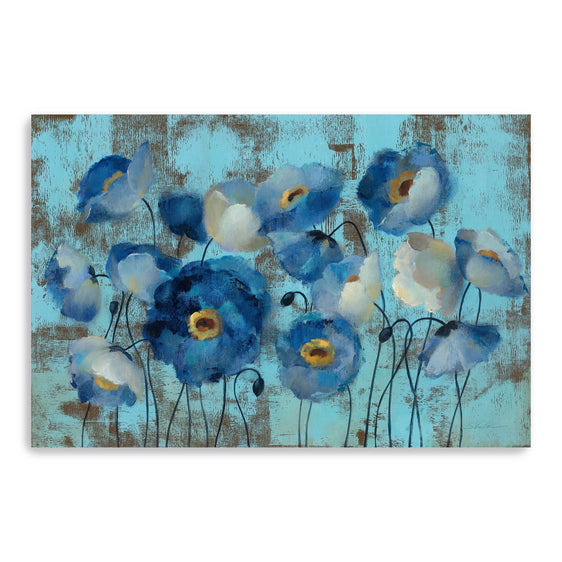 Aquamarine-Floral-On-Blue-Canvas-Giclee-Wall-Art-Wall-Art
