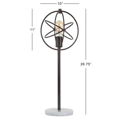 Atomic Caged Edison Bulb Metal/Marble Modern LED Table Lamp - Pier 1