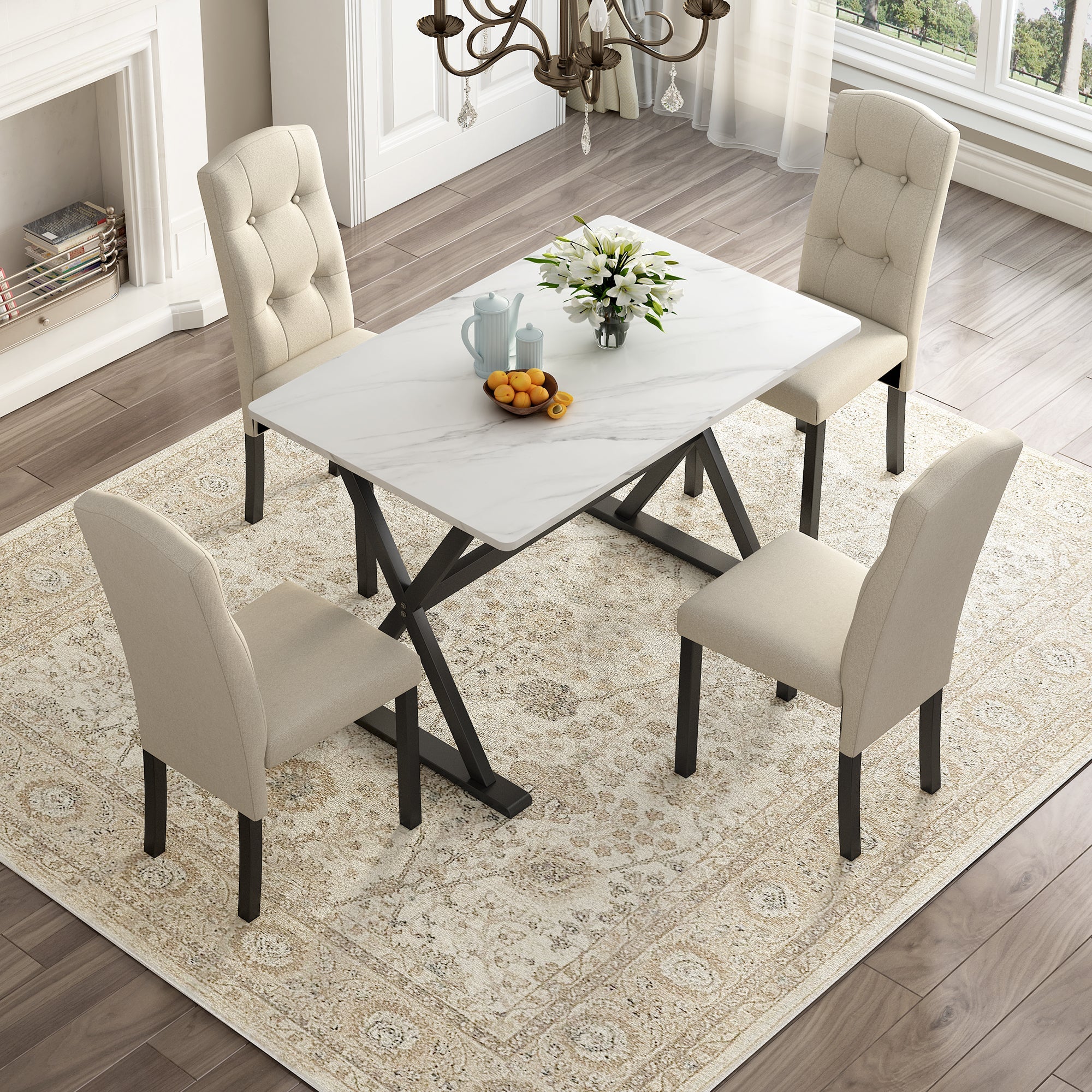 Austin 5 Piece Dining Table Set with Tabletop and 4 Upholstered Chairs - Pier 1