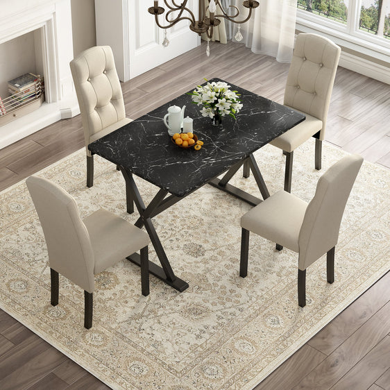 Austin 5 Piece Dining Table Set with Tabletop and 4 Upholstered Chairs - Pier 1