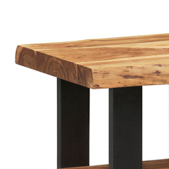 Alpine Natural Live Edge Wood 2-Shelf End Table End Tables
