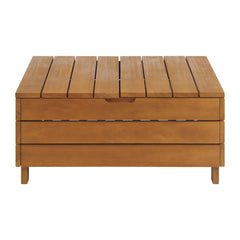 Barton Outdoor Eucalyptus Wood Coffee Table with Lift Top Storage Compartment, Brown - Pier 1