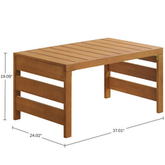 Barton Outdoor Eucalyptus Wood Slotted Coffee Table, Brown - Pier 1