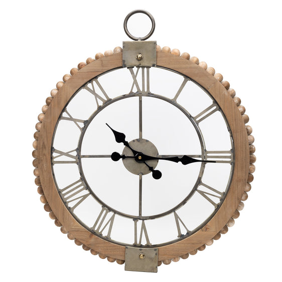 Beaded Wood Wall Clock with Metal Face 30" - Pier 1