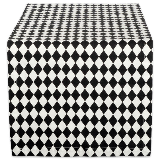 Black And Cream Harlequin Print Table Runner 14x72 - Pier 1