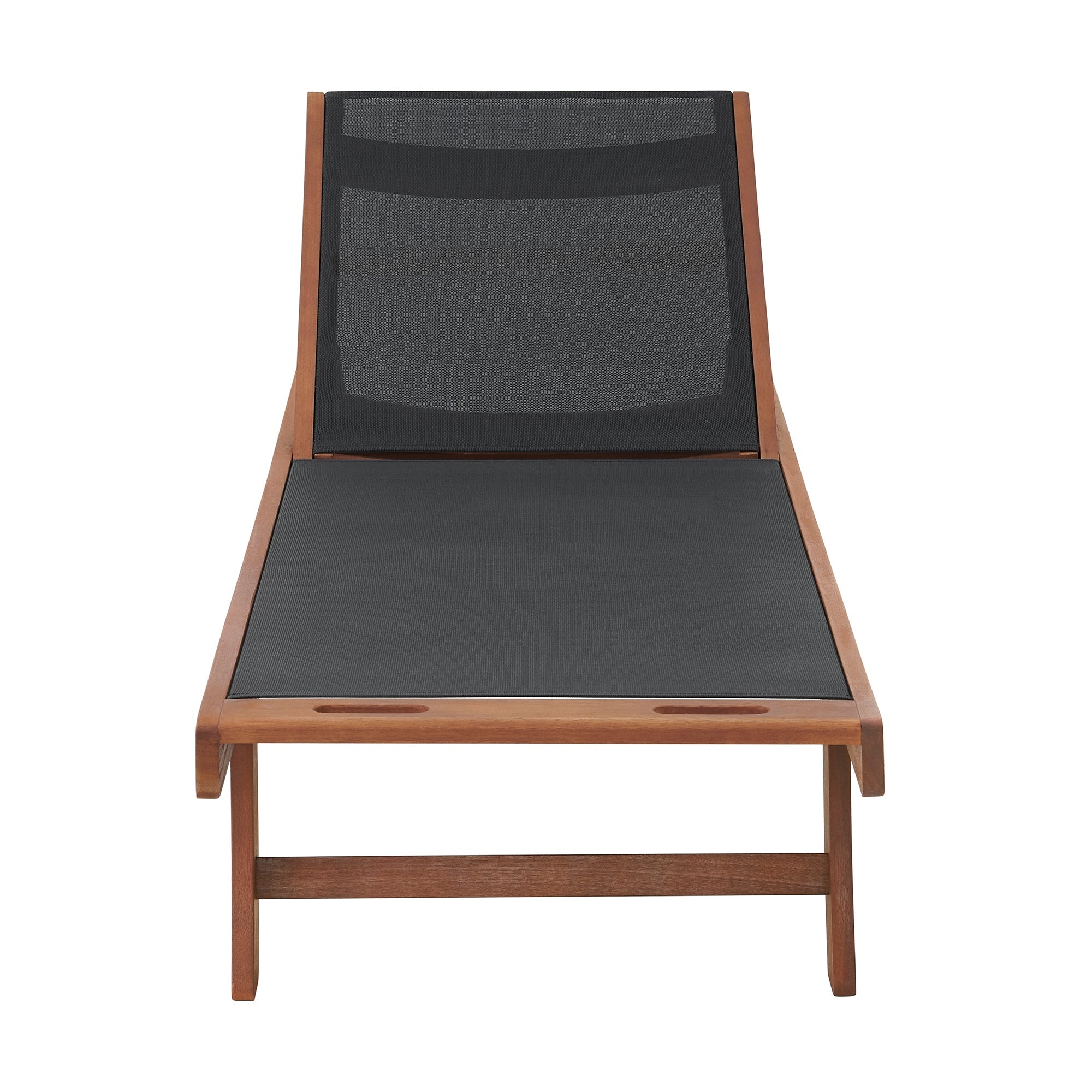 Black Caspian Eucalyptus Wood Outdoor Lounge Chair with Mesh Seating - Pier 1
