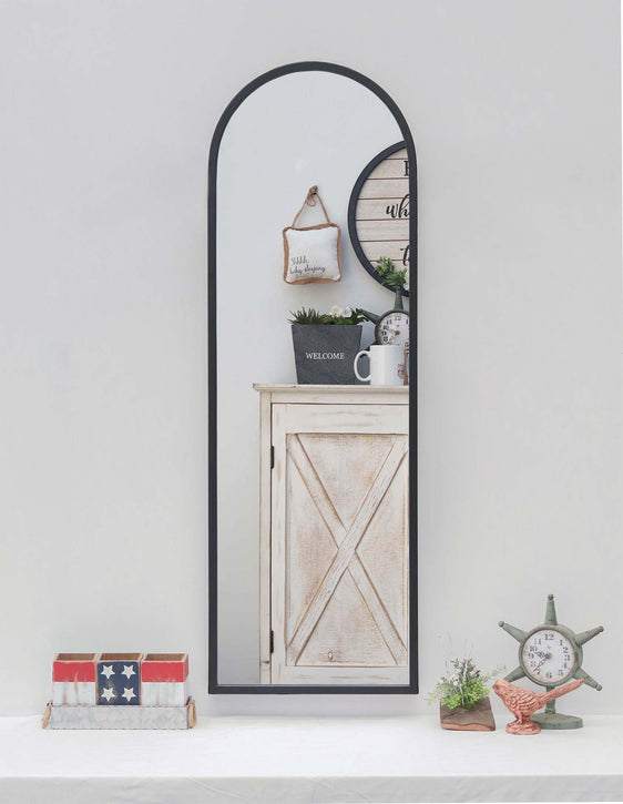 Black-Floor-Length-Arched-Mirror-with-Metal-Frame-Mirrors