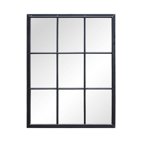 Black Metal Framed 9 Windowpane Grid Wall Mirror - Pier 1