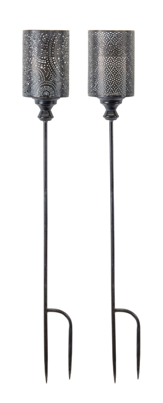Black Punched Metal Candle Holder Garden Stake, Set of 4 - Pier 1