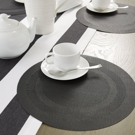 Black-Round-Doubleframe-Placemats,-Set-of-6-Placemats