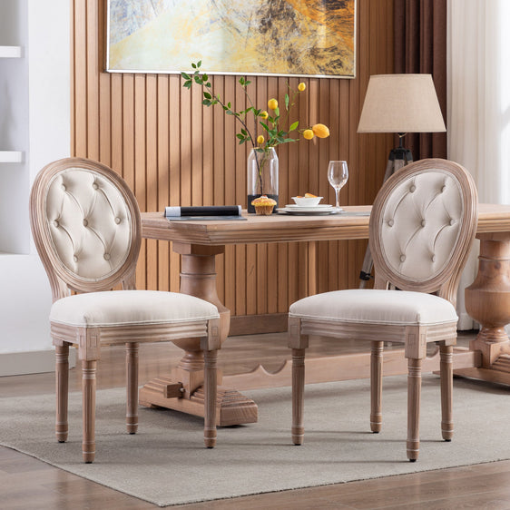 Bliss-Upholstered-Fabric-French-Dining-Chair-with-Nailed-Trim-and-Rubber-Wood-Legs,-Set-of-2-Dining-Chairs