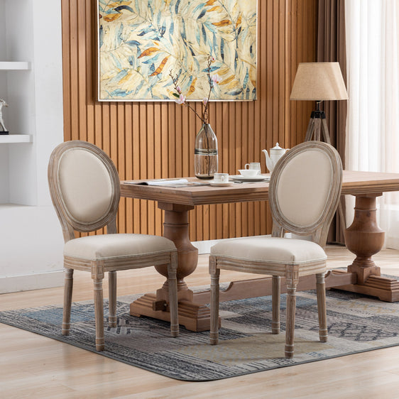 Bliss-Upholstered-Fabric-French-Dining-Chair-with-Rubber-Wood-Legs,-Set-of-2-Dining-Chairs