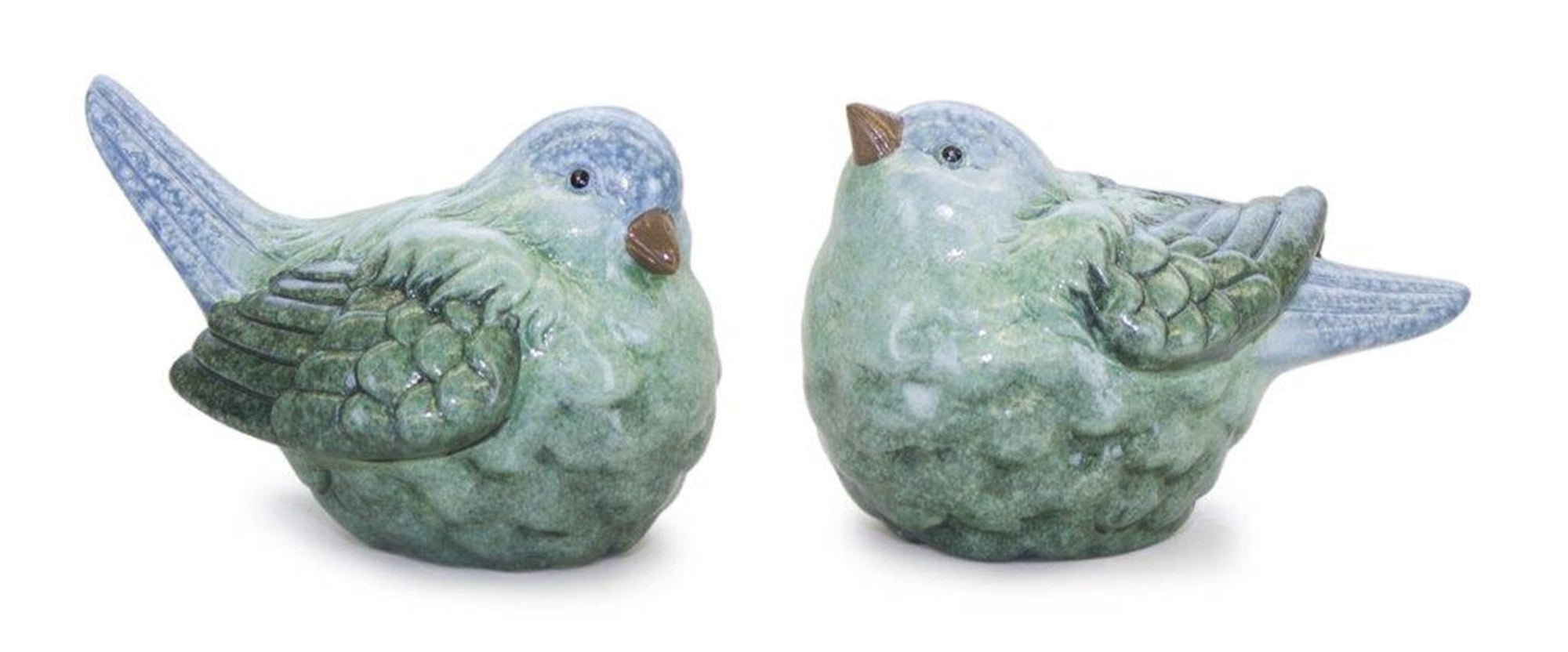 Blue and Green Terra Cotta Bird Figurine, Set of 2 - Pier 1